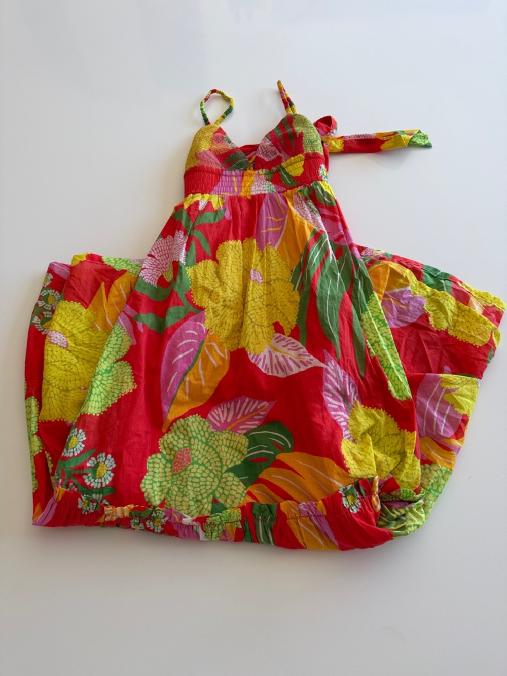 FARM Rio Red Floral Maxi Dress with Yellow, Green & Pink Accents